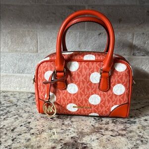Michael Kors Red and White Polka Dot Satchel